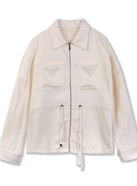 【橙子miracle】老钱风棉麻质感工装夹克抽绳收腰外套N689-1822