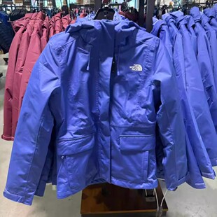国内现货北面女款刺绣标棉服三合一防雨防风防泼水保暖外套