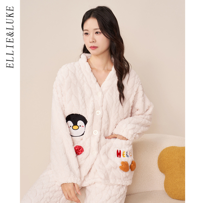 孕妇月子服珊瑚绒哺乳衣两件套