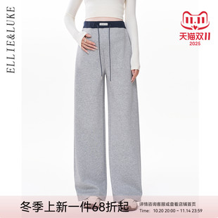不勒肚子保暖阔腿长裤 ellieluke孕妇裤 冬外穿加绒加厚小个子冬装
