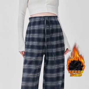 子冬装 ellieluke孕妇阔腿裤 格子无托腹直筒裤 外穿2024新款 秋冬款