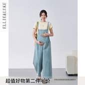 孕期时尚 春夏款 大码 穿搭牛仔阔腿背带裤 ellieluke孕妇裤 春装 新款
