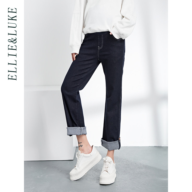 孕妇裤女直筒牛仔裤秋季薄款托腹阔腿裤春秋外穿宽松休闲裤子秋款