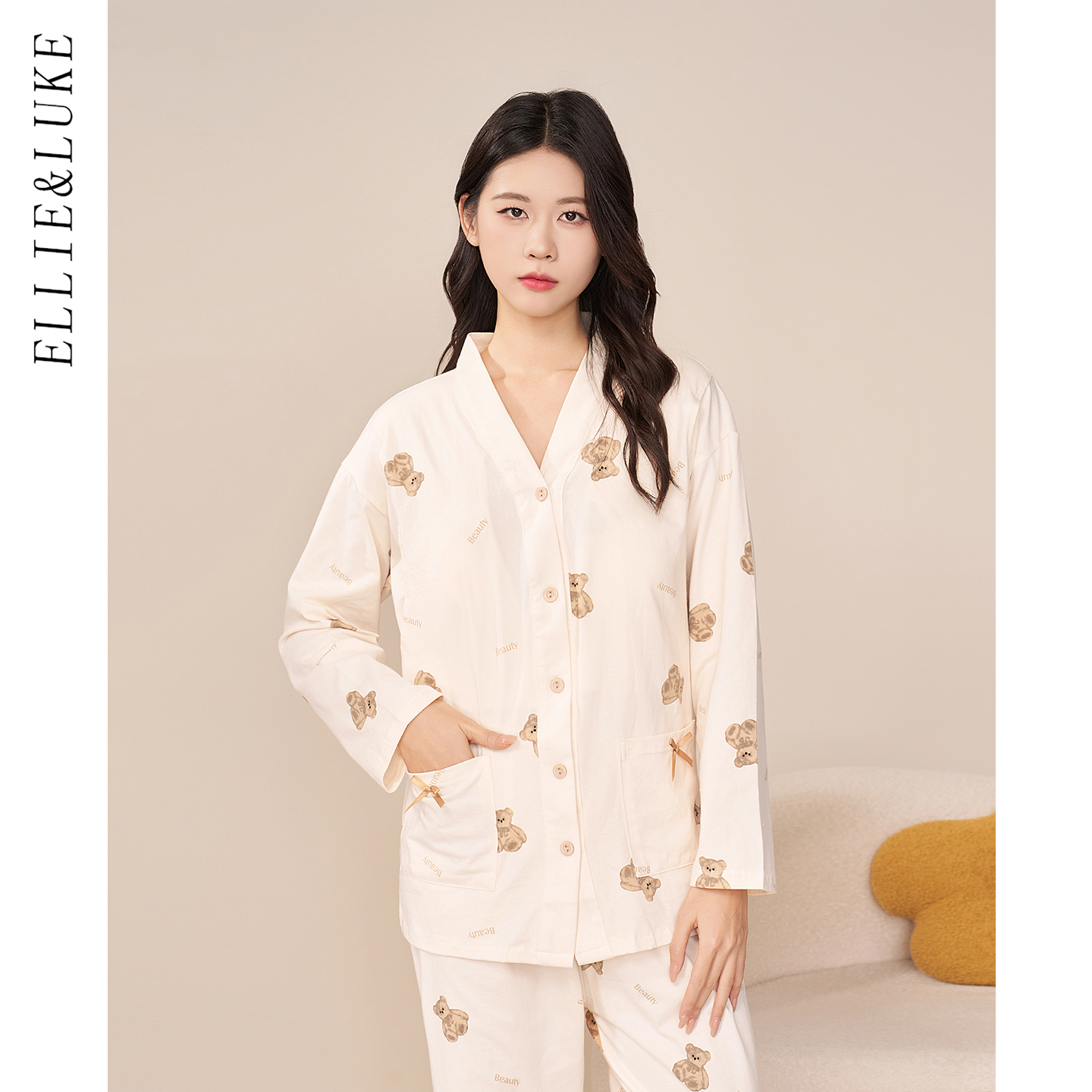 孕妇月子服纯棉冬装卡通小熊哺乳