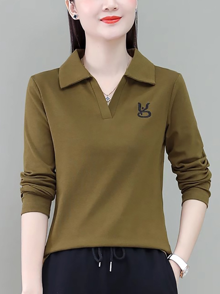 小个子短款Polo衫女2025新款春秋装薄款翻领长袖t恤时尚洋气上衣