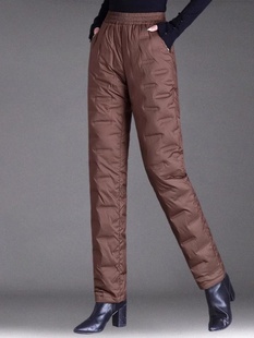 时尚 新款 大码 高腰加厚保暖棉裤 羽绒裤 直筒长裤 女士外穿2025年冬季