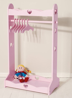 2025新款公主儿童衣柜粉色落地衣架卧室置物架新款挂衣晾衣架