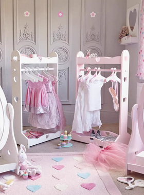 2025新款粉色公主儿童衣帽架落地衣架挂小孩房衣柜