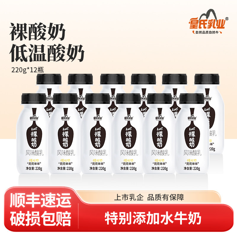 皇氏乳业原味低温裸酸奶220g*12瓶儿童学生水牛奶配方风味酸乳