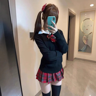 东京岁时记原创正版日系JK制服秋冬校供毛衣格裙套装女川町香