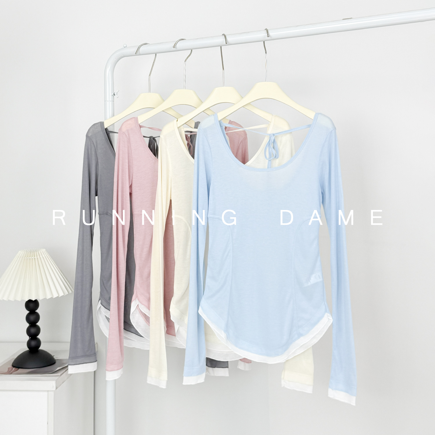 运动罩衫宽松休闲高级感瑜伽服罩衫下摆撞色轻薄透气性感露背长袖