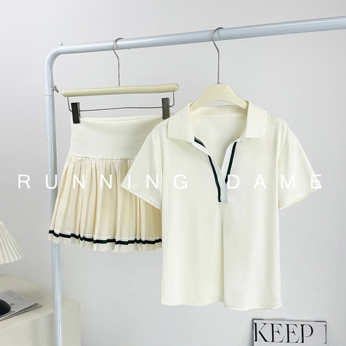 普拉提健身瑜伽服套装网球服女夏季polo领短袖户外运动健身日常