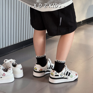 2026春季 男童小白鞋 新款 亲子休闲鞋 大童 女童时尚 潮牌儿童卡通板鞋