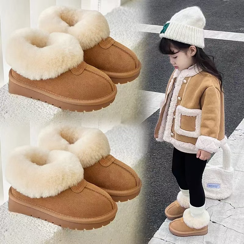 UGC儿童真皮雪地靴大棉鞋保暖