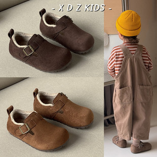 牛皮男童保暖棉鞋2025冬季新款儿童宝宝加绒豆豆鞋舒适女童勃肯鞋