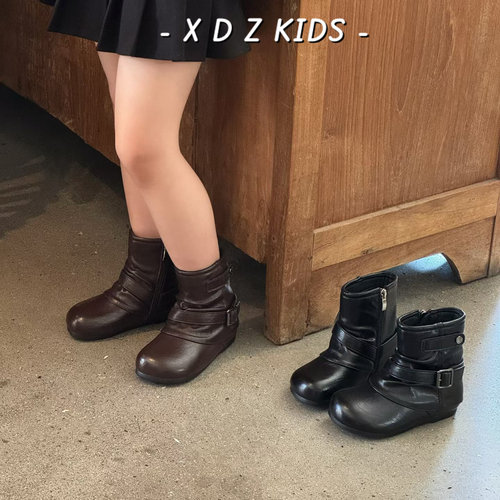 时髦洋气儿童堆堆靴短靴女宝单靴
