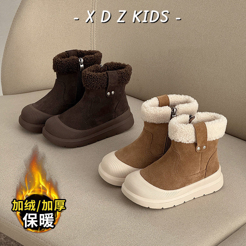 冬季保暖羊羔绒儿童雪地靴