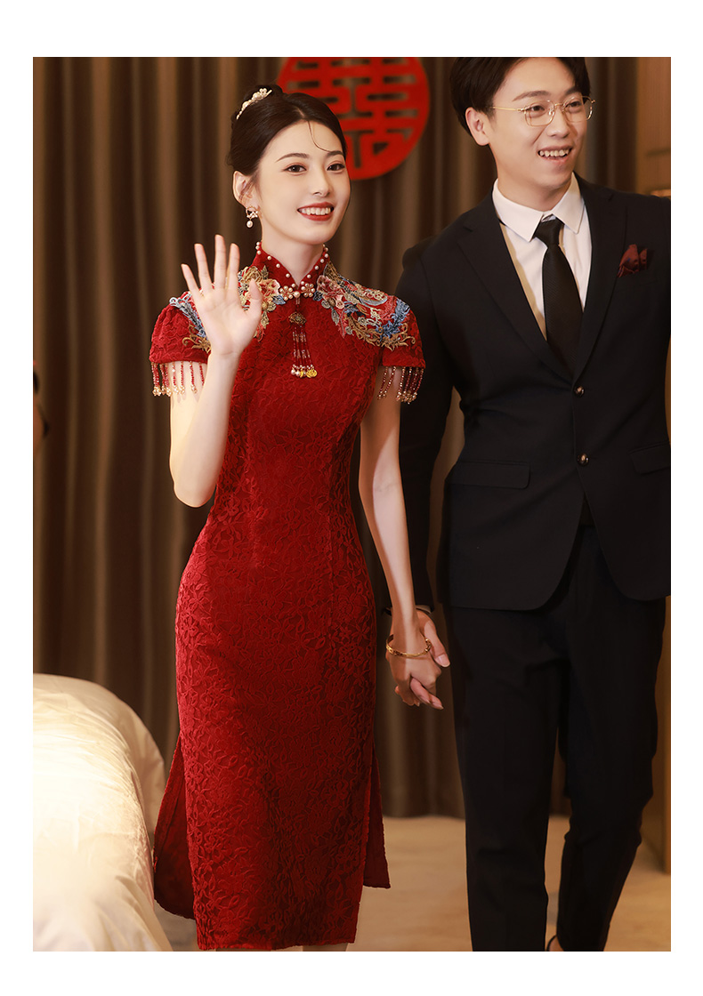 出租敬酒服新娘2025年夏季结婚礼服中式旗袍小个子显瘦订婚连衣裙