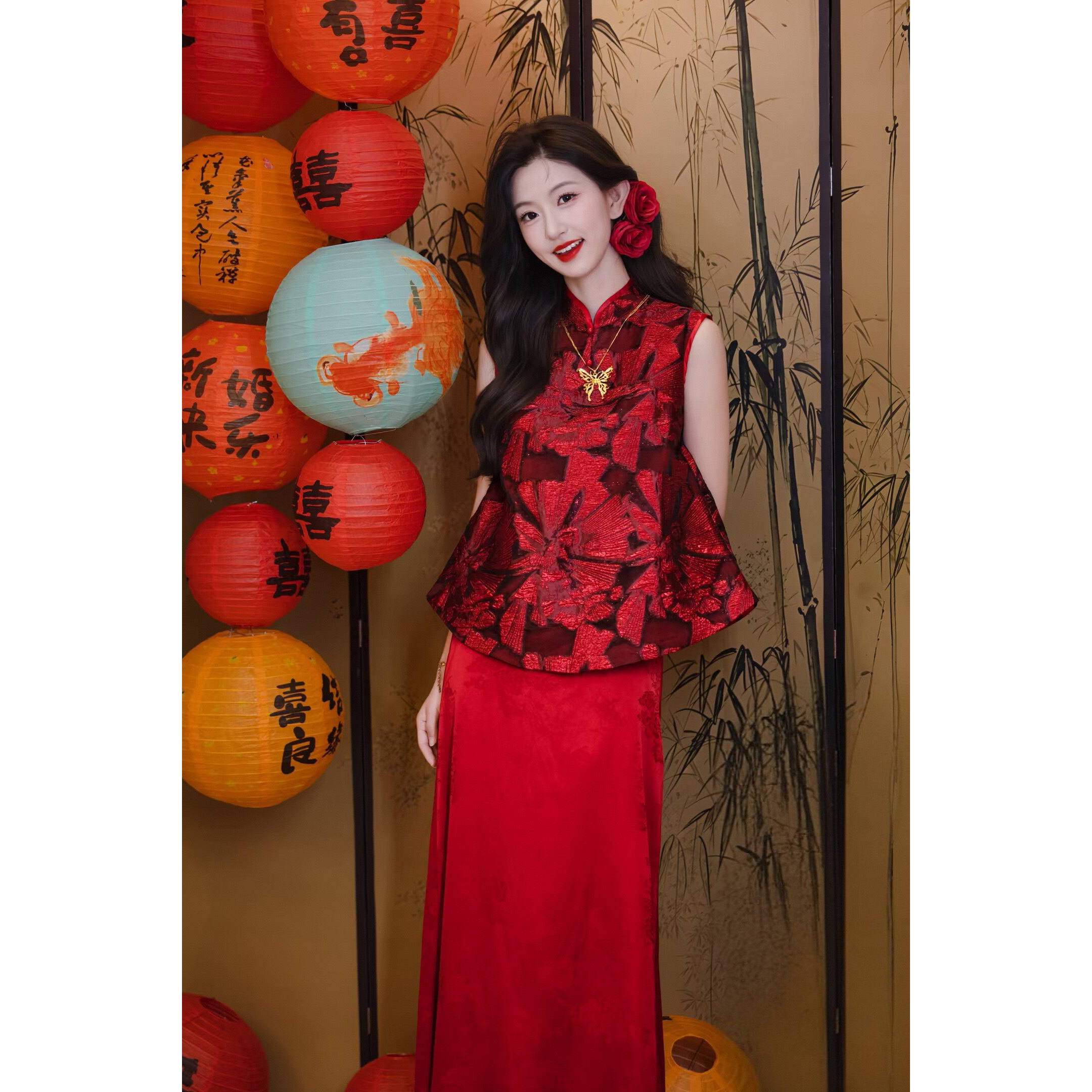 出租新中式改良旗袍敬酒服新娘高级感订婚晚宴礼服裙气质回门晨袍图片
