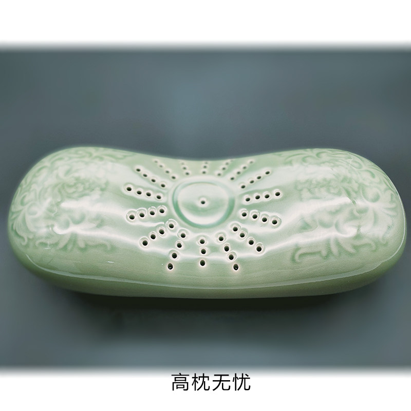 青秘耀州窑青瓷枕养生枕头瓷枕陶瓷凉枕护颈陶瓷枕古代瓷枕头送礼