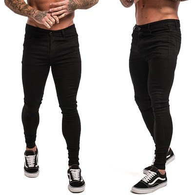 Gingtto Skinny Jeans For Men Black Streetwear Hip Hop Stretc