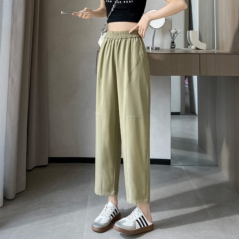 冰丝阔腿裤女夏季薄款小个子八分香蕉裤宽松镰刀裤休闲九分哈伦裤