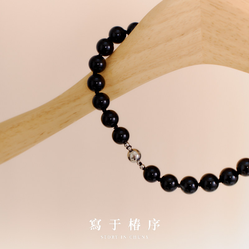写于椿序博主同款小众时髦新中式竹节配饰时髦黑玛瑙珠串项链