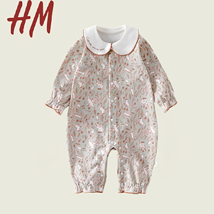 清仓撤柜婴儿春秋连体衣宝宝碎花哈衣外出爬服新生儿新款 女宝 春装