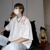 Y58*樱花宽松质感落肩纯棉印花短袖男P28，男装T恤，星座617A(原A401)