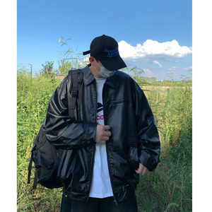 Y76*美式复古潮流休闲pu皮夹克P98 面料70%PU 30%聚脂钎维图片