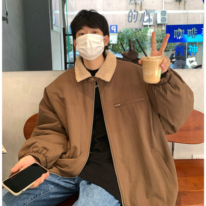 Y02*冬季防羊羔毛领休闲水洗棉质棉衣男士加厚外套P118控148图片