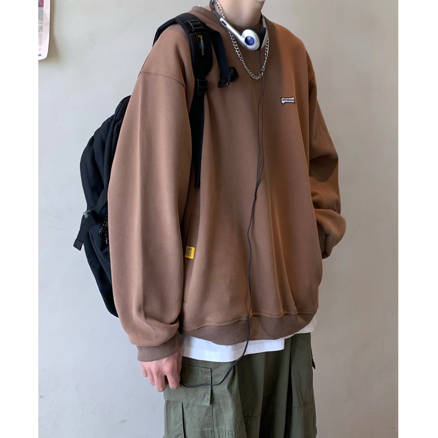 Y30*现货24新款圆领贴标圆领卫衣男美式宽松上衣P58,男装卫衣,星座617A(原A401)