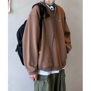 Y30*现货24新款圆领贴标圆领卫衣男美式宽松上衣P58图片