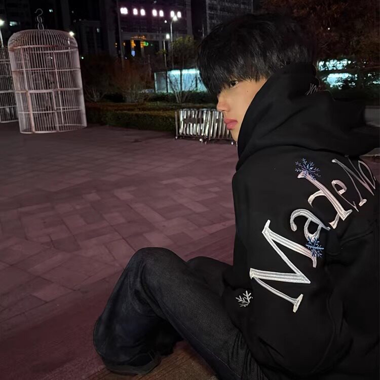 高街重磅雪花字母刺绣连帽运动衫男2026新款宽松慵懒风上衣P48,男装卫衣,星座617A(原A401)
