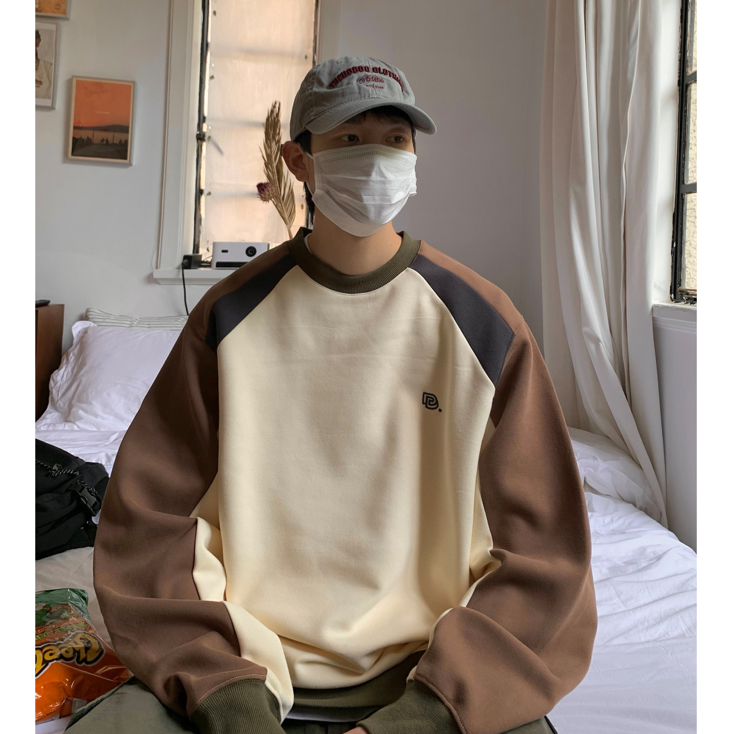 AB92*秋季立体剪裁拼接男士圆领卫衣P70控89,男装卫衣,星座617A(原A401)