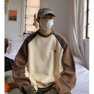 AB92*秋季立体剪裁拼接男士圆领卫衣P70控89图片