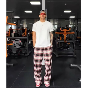 新款美式高街vibe格子百搭宽松微喇叭牛仔裤男女cleanfit裤子P50图片