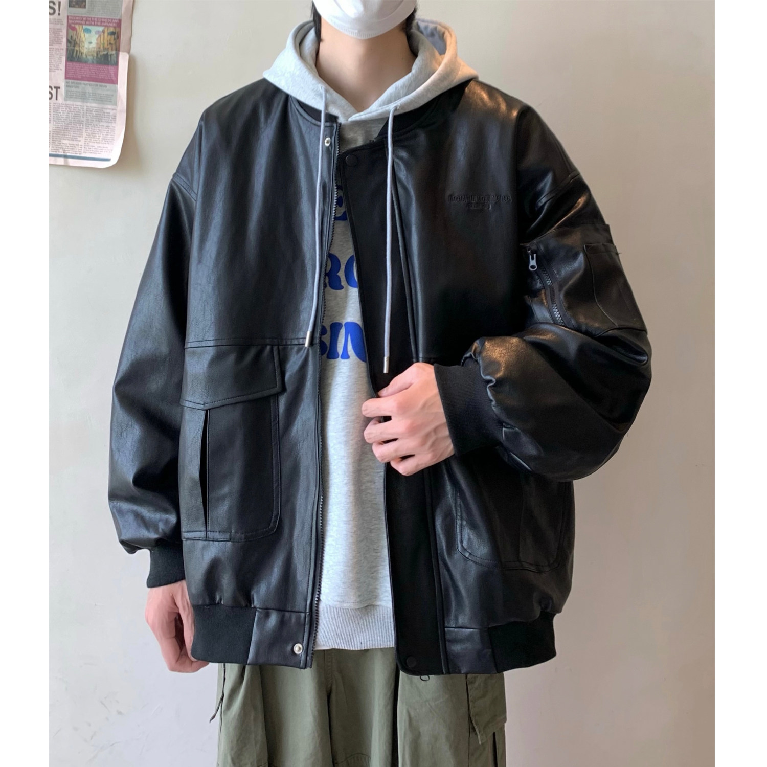 AB99*男士秋季棒球领皮衣P108控138,男装皮衣,星座617A(原A401)