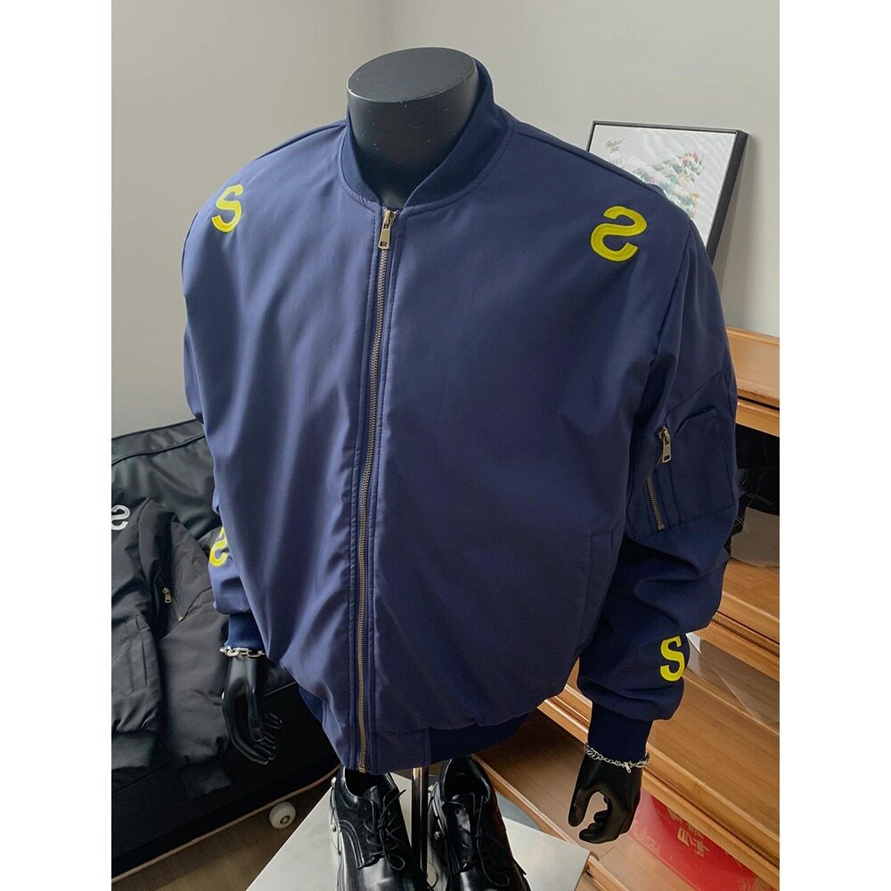 短款刺绣飞行员夹克外套男秋冬美式加棉棒球服潮牌棉衣外套P55,男装棉衣,星座617A(原A401)