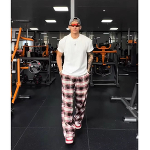 新款美式高街vibe格子百搭宽松微喇叭牛仔裤男女cleanfit裤子P50图片