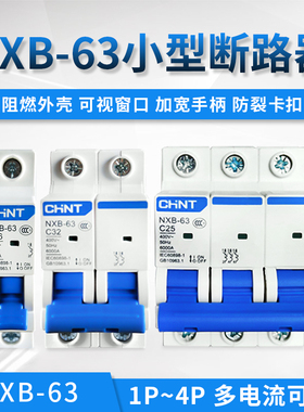 正泰昆仑NXB-63小型断路器1P2P3P4 C10C16C20C32C40A空气开关DZ47