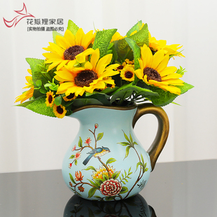 美式 陶瓷花器 饰品插花干花仿真花客厅玄关茶几欧式 花瓶摆件家居装