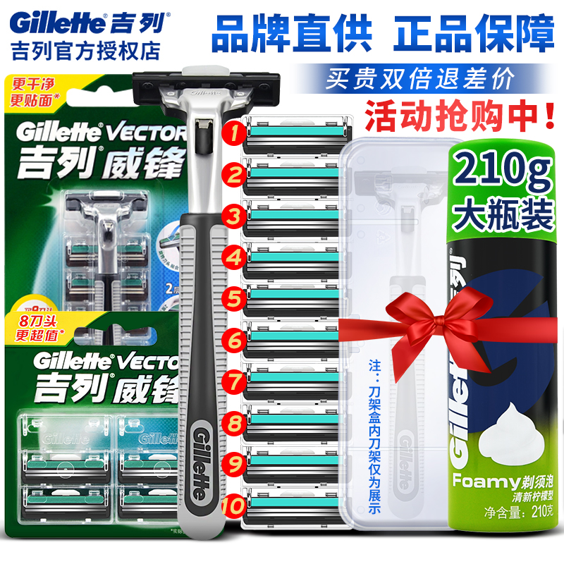 吉列威锋2手动剃须刀刮脸刮胡刀老式吉利锋速2层刀片刀头刀架正品