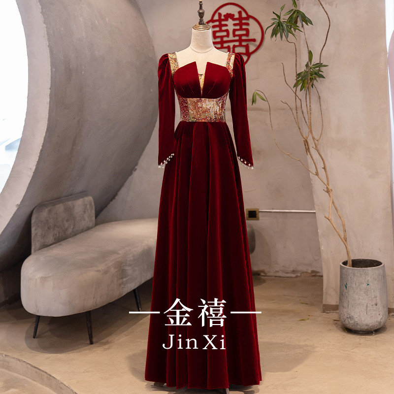 敬酒服新娘订婚红色礼服2025新款