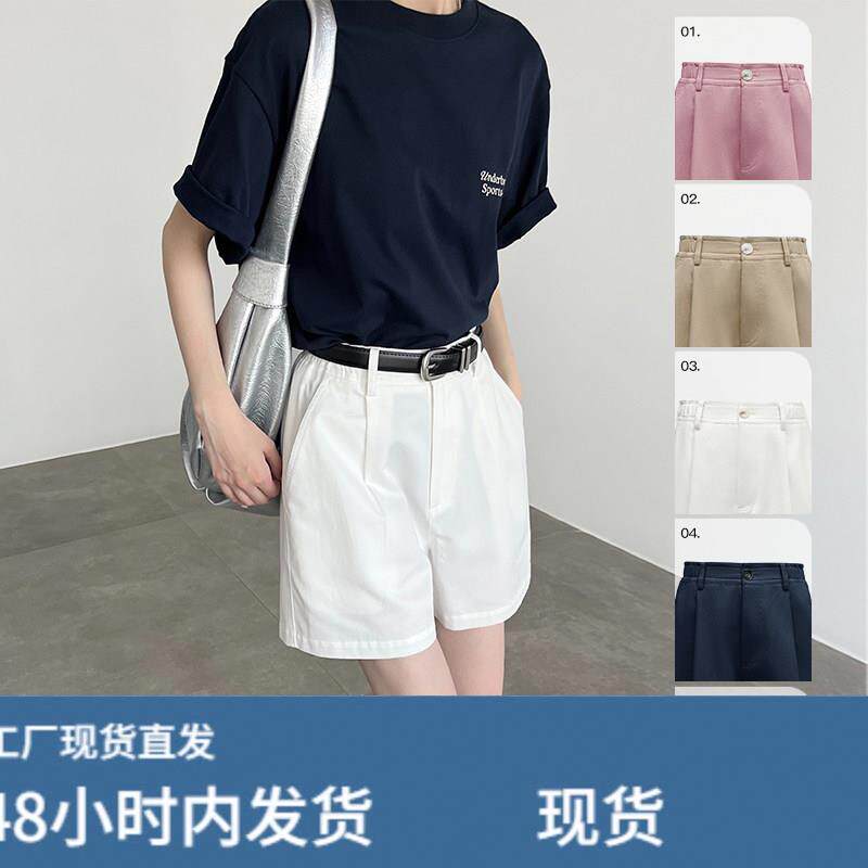 天丝棉白色短裤女夏薄款2025新款高腰a字宽松休闲工作服阔腿三分