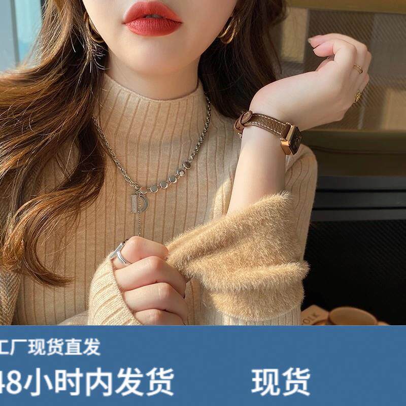 半高领套头毛衣女秋冬加绒加厚保暖内搭打底衫修身显瘦长袖针织衫