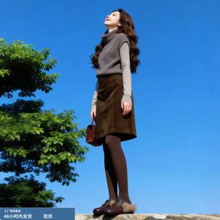 韩风chic一整套松弛感复古针织马甲打底衫半裙三件套装2025年冬季
