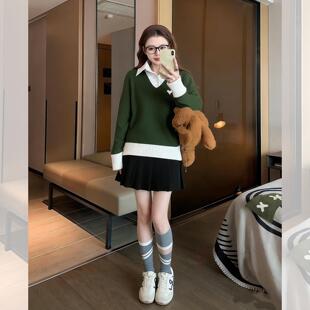 假两件衬衫领毛衣女款2026新款冬季绝美巨好看的打底衫可内搭外穿