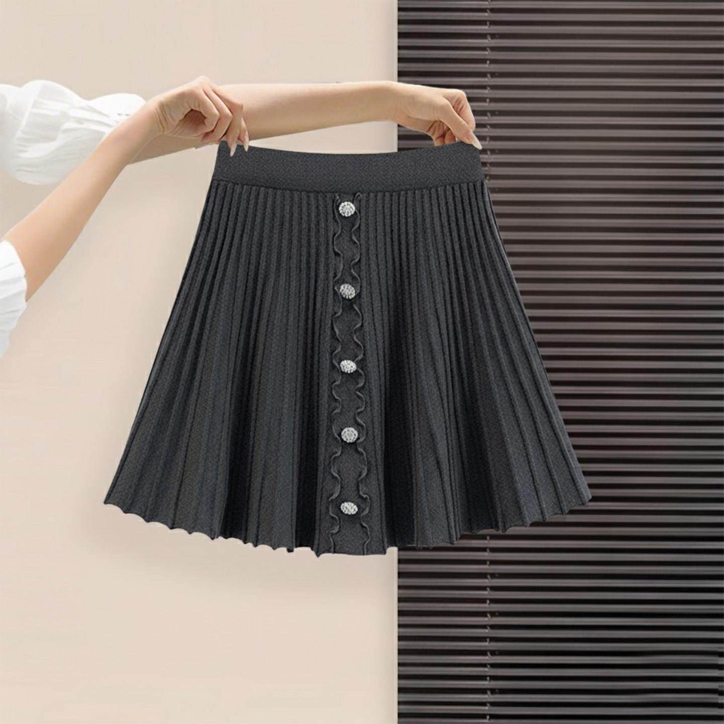 大码灰色针织半身裙女冬季巨好看的短裙胖mm高腰显瘦a字百褶半裙,运动/瑜伽/健身/球迷用品,瑜伽短裙,淘宝优惠券,粉丝福利购,淘宝优惠卷