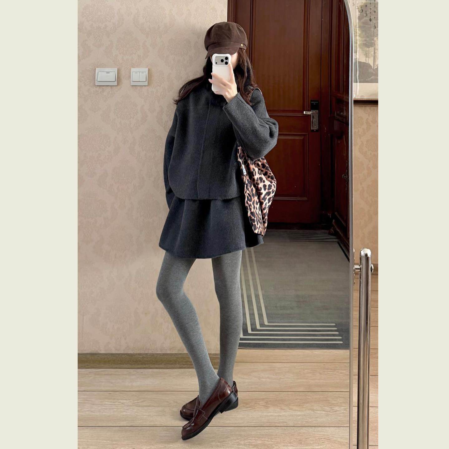 韩系赫本风灰色毛呢套装女秋冬季小个子毛呢外套高腰半身裙两件套,运动/瑜伽/健身/球迷用品,广场舞套装,淘宝优惠券,粉丝福利购,淘宝优惠卷